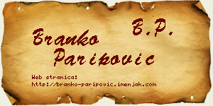 Branko Paripović vizit kartica
